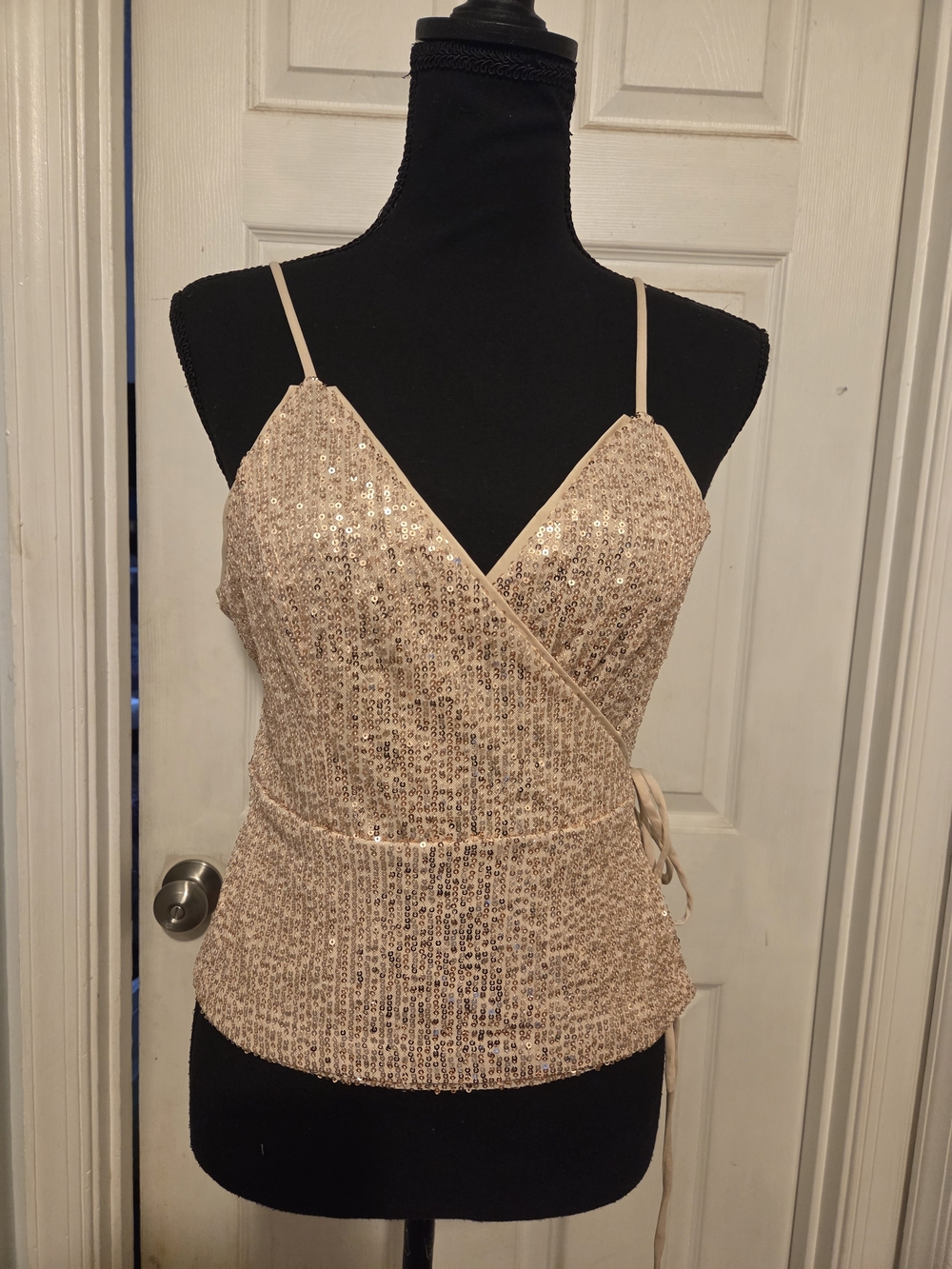 Lulu's Champagne Sequin Wrap Cami
